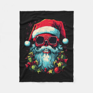 Festive Edge Edgy Christmas Skull Graphic Design Fleece Blanket