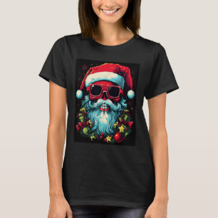 Festive Edge Edgy Christmas Skull Graphic Design T-Shirt