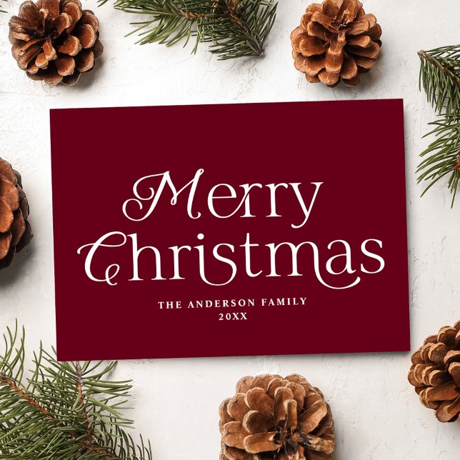 Festive Elegance Burgundy Merry Christmas Holiday Card (Creator Uploaded)