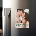 Festive Elegance Green Merry Christmas Photo Magnet<br><div class="desc">Simple holiday magnet featuring your full-bleed vertical photo with "Merry Christmas" displayed in elegant green lettering. Personalise the elegant Christmas photo magnet with your family name and the year.</div>