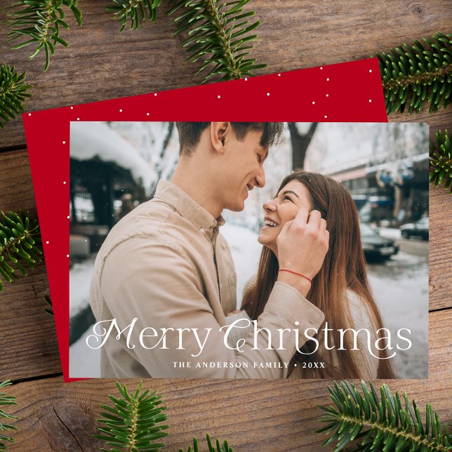 Festive Elegance Merry Christmas Photo Holiday Card (Creator Uploaded)