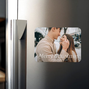 Festive Elegance Merry Christmas Photo Magnet