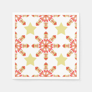 Festive elegance: red and gold starry pattern napkin