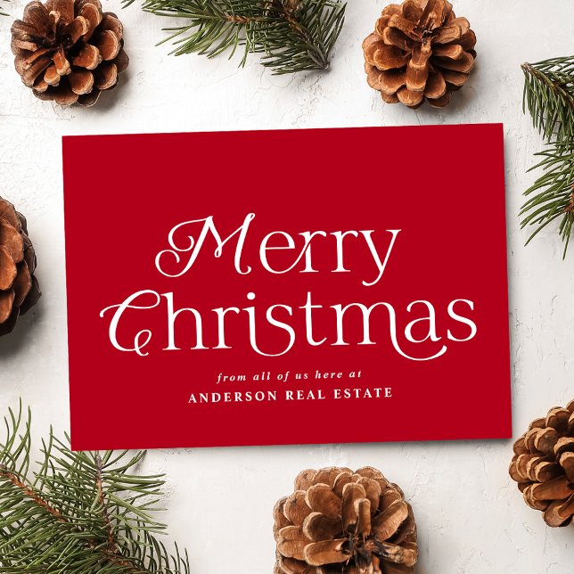 Festive Elegance Red Merry Christmas Business Holiday Card (Creator Uploaded)