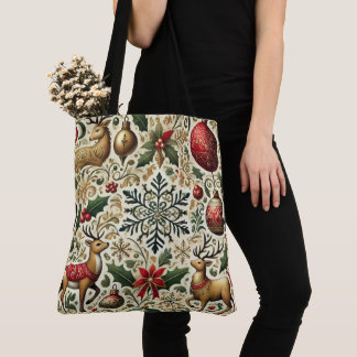 Festive Elegant Christmas Pattern Tote Bag  