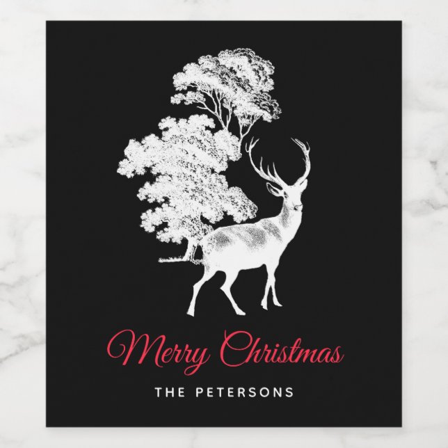 Festive Elegant Deer in Forest Wine Black Label (Single Label)