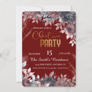 Festive Elegant flowers, Magical Christmas Reinder Invitation