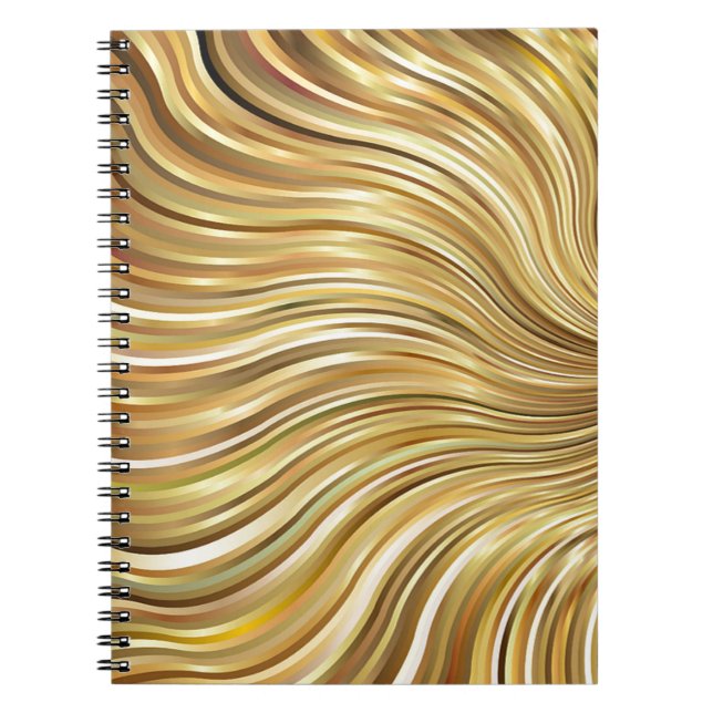 Festive Elegant  Gold Abstract Flowing Stripes Notebook (Front)