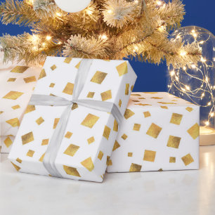 Festive Elegant Gold Confetti Gift Wrapping Paper