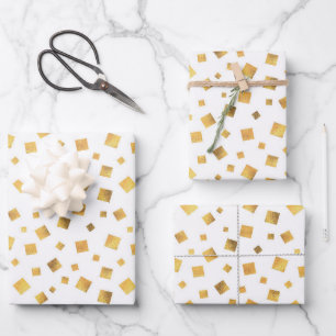 Festive Elegant Gold Confetti Gift Wrapping Paper Sheet