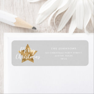 Festive Elegant Gold Star Christmas Return Address