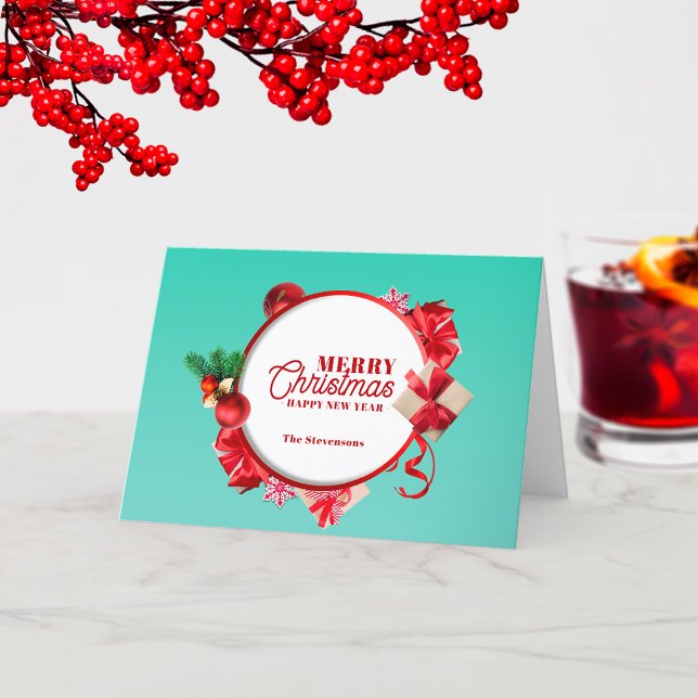 Festive Elegant Ornaments Christmas New Year  Holiday Card (Creator Uploaded)
