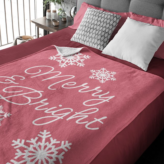 Festive Elegant Seasons Greetings On Light Red Fleece Blanket (Creator Uploaded)
