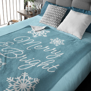 Festive Elegant Seasons Greetings On Teal Blue Fleece Blanket