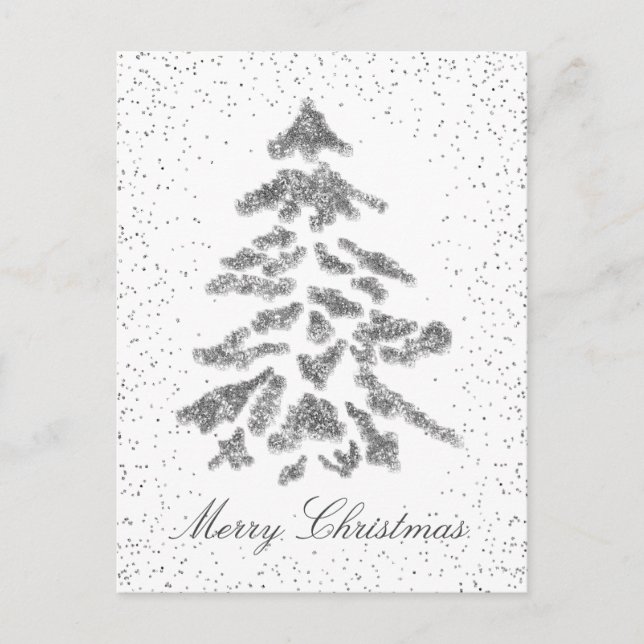 Festive Elegant Silver Merry Christmas  Holiday Postcard (Front)