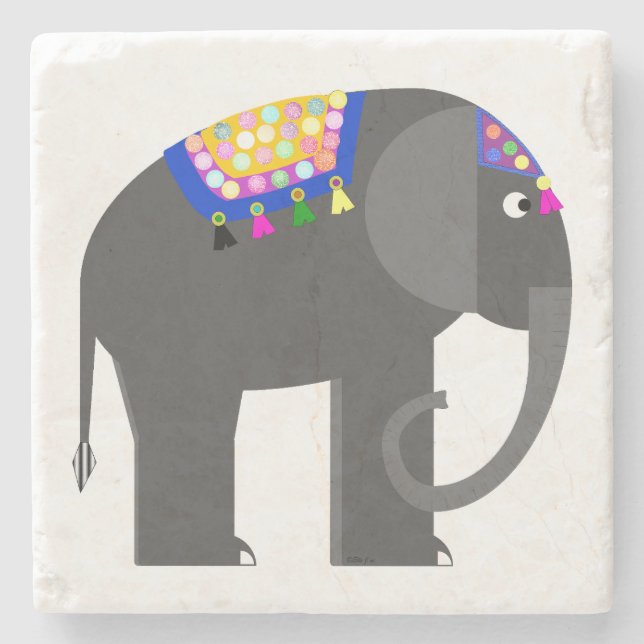 Festive Elephant Stone Coaster (Front)