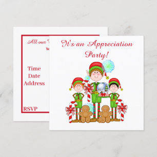 Festive elf appreciation helper party invitation