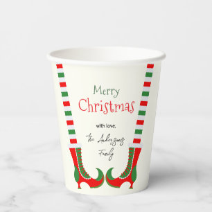Festive Elf leg Merry Christmas Paper Cups