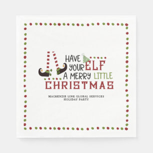Festive Elf Legs Corporate Christmas Party Napkin