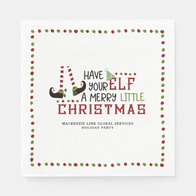 Festive Elf Legs Corporate Christmas Party Napkin (Front)