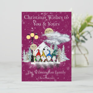 Festive Elf Quartet Family Photo Christmas Flat Card