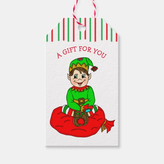 Festive Elf To and From Christmas Gift Tag (Front)