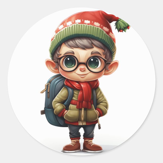 Festive Elf with Stylish Outfit Sticker (Front)