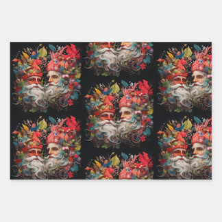 Festive Elflike Santas' Wrapping Paper Sheet