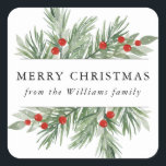 Festive Evergreen Christmas Sticker Tag<br><div class="desc">Festive Evergreen,  Christmas sticker tag. Customisable. Part of a collection</div>