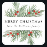 Festive Evergreen Christmas Sticker Tag<br><div class="desc">Festive Evergreen,  Christmas sticker tag. Customisable. Part of a collection</div>