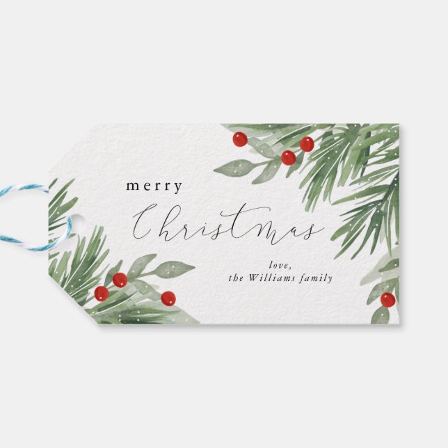 Festive Evergreen Gift tag (Back Horizontal)
