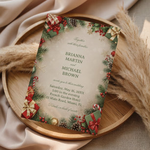 Festive Evergreen Gifts Holiday Winter Invitation