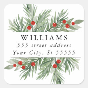Festive Evergreen Return Address Envelope Seal