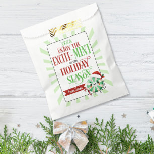 Festive Excite-Mint Holiday Card with Custom Name Favour Bags