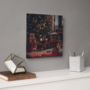 Festive Express Square Wall Clock