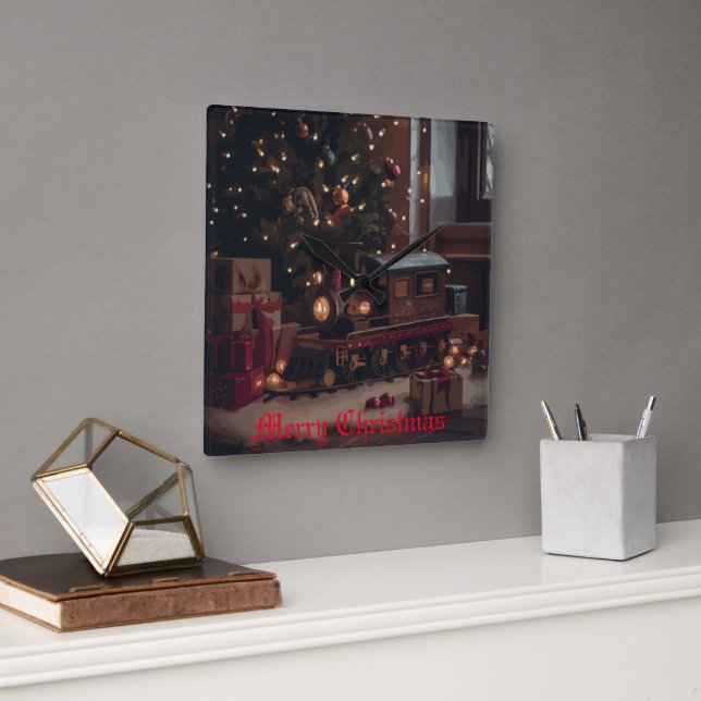 Festive Express Square Wall Clock (Office)