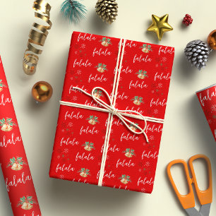 Festive Fa La La Hand Lettering Red Christmas Wrapping Paper