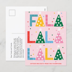 Festive FA LA LA Joyous Christmas Postcard