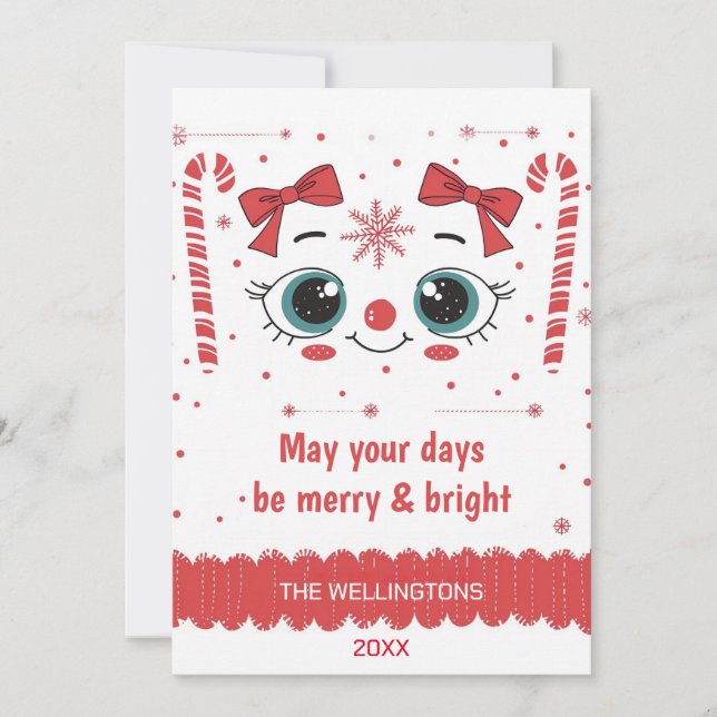 Festive Face Christmas - Merry & Bright Holiday Card (Front)