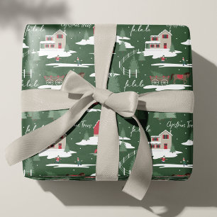 Festive Fala Vintage Christmas Tree Farm Wrapping  Paper