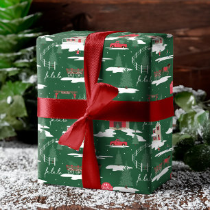 Festive Fala Vintage Christmas Tree Farm Wrapping  Paper