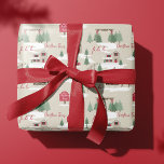 Festive Fala Vintage Christmas Tree Farm Wrapping Wrapping Paper<br><div class="desc">Celebrate the magical and festive holiday season with our custom holiday wrapping paper sheets. Our vintage holiday design features a Christmas tree farm scenery, this Christmas pattern incorporates a farm Christmas scene featuring a farmhouse, red barn, signs, children playing and throwing snowballs, a Christmas tree, and the words fa la...</div>