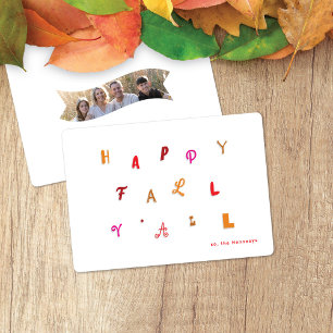 Festive Fall Colors Type Happy Fall Y'all Holiday Card