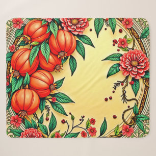 Festive Fall Floral Illustration Design Sherpa Blanket