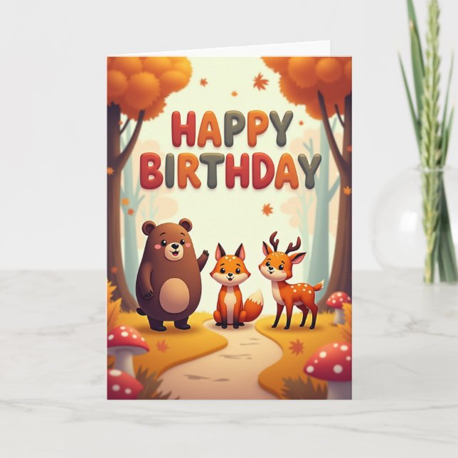Festive Fall Foliage Birthday Card (Front)