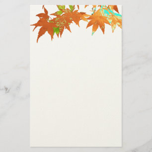 Festive Fall Gold Japanese Maple Leaves Canopy Stationery
