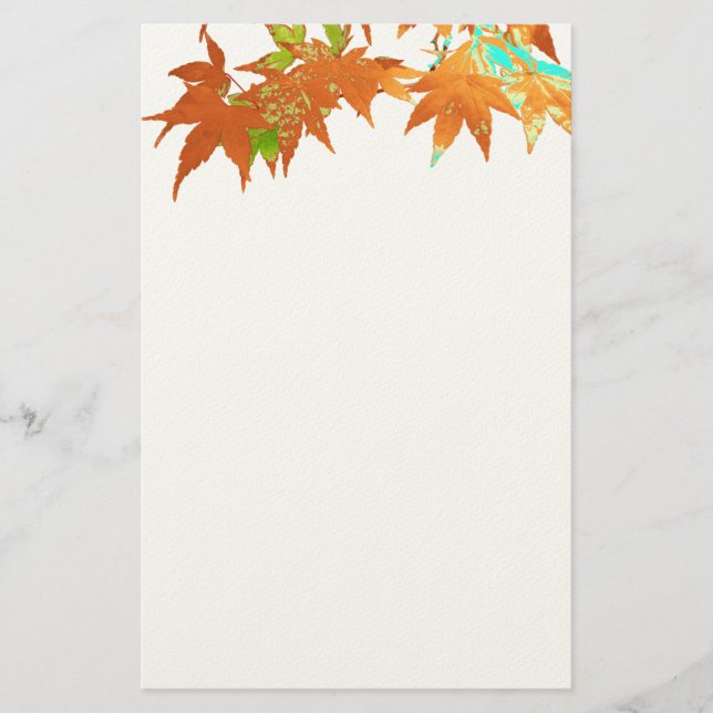 Festive Fall Gold Japanese Maple Leaves Canopy Stationery (Front)