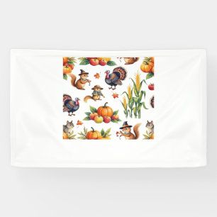 Festive Fall Harvest Watercolor Pattern Classic T- Banner