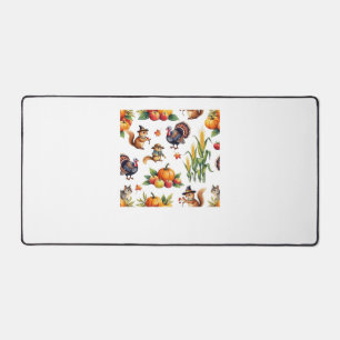 Festive Fall Harvest Watercolor Pattern Classic T- Desk Mat