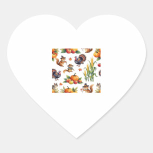 Festive Fall Harvest Watercolor Pattern Classic T- Heart Sticker